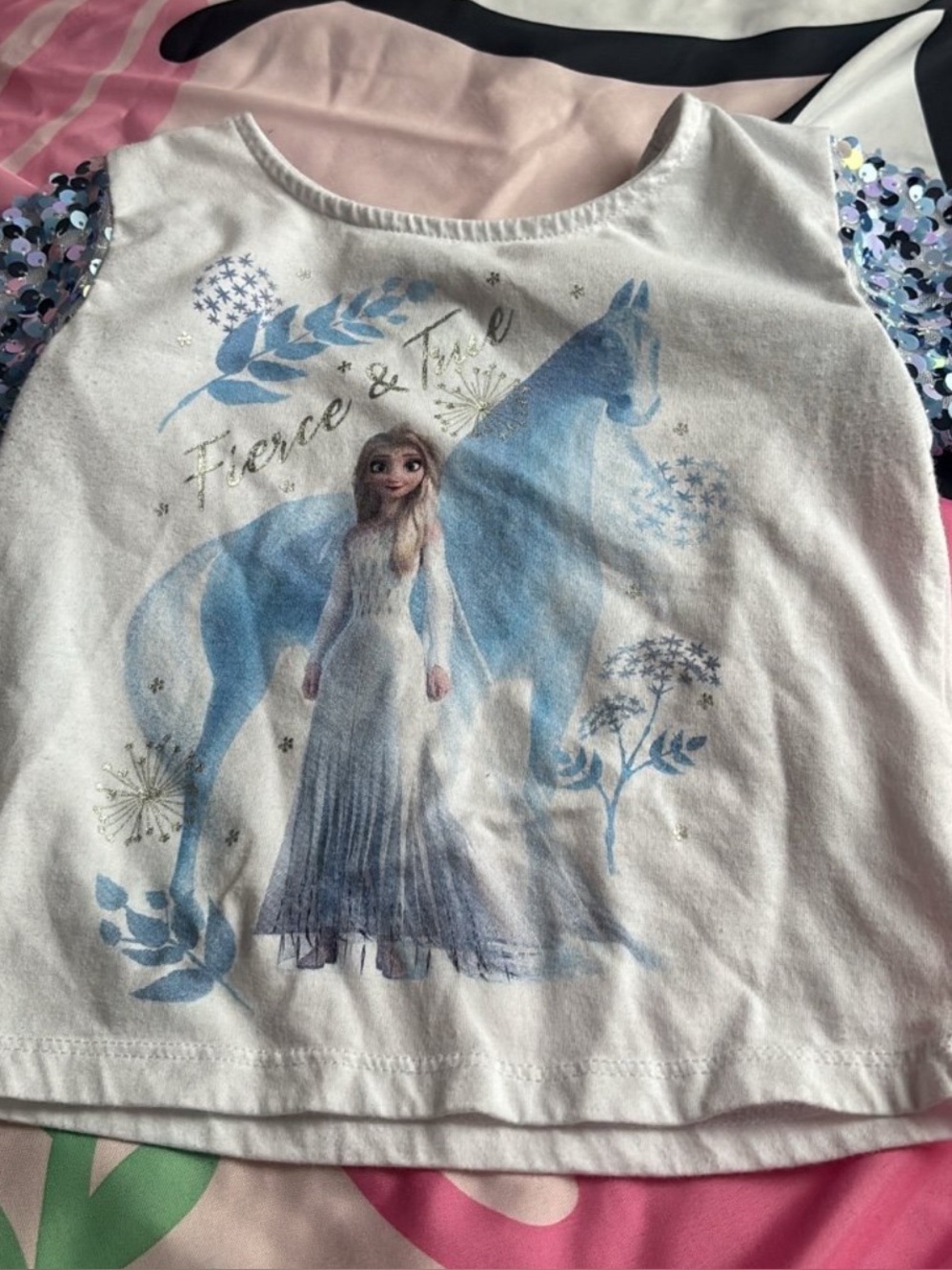 Frozen sequin sleeve shirt